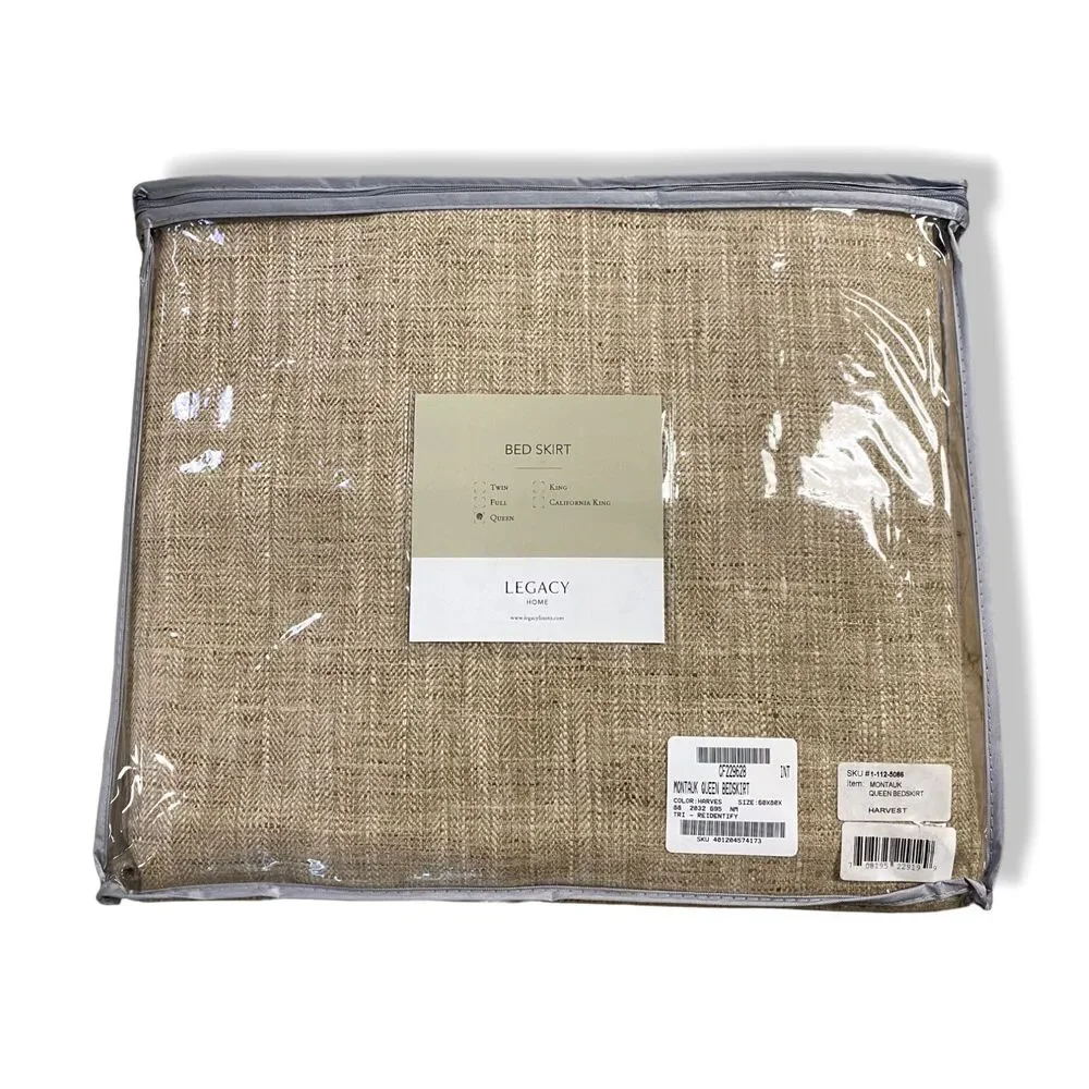 $535 Legacy Home Brown Harvest Montauk Queen Size Bed Skirt with 18